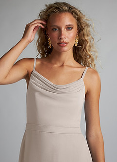 Azazie Summer Bridesmaid Dresses Frost Mermaid Scoop Cowl Chiffon Dress image5