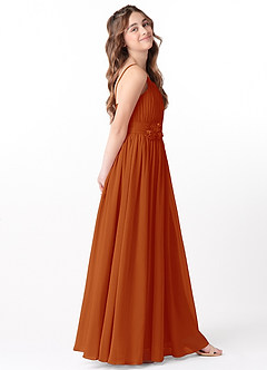 Azazie Astrid Junior Paprika A-Line Floral Chiffon Dress image5