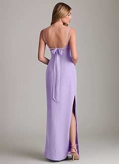 Azazie Mai Vestidos de damas de honor Vestido de Lila de Gasa de Corte Recto con Plisado image2