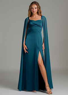 Azazie Niveah Bridesmaid Dresses Ink Blue A-Line Strapless Stretch Satin Convertible Dress image3