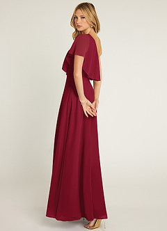 Azazie Lizzy Bridesmaid Dresses Burgundy A-Line One Shoulder Chiffon Dress image6