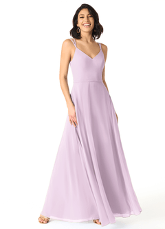Azazie Janine Jurken voor bruidsmeisjes Jurk van Chiffon met A-Lijn V-hals Frosted Lila image1