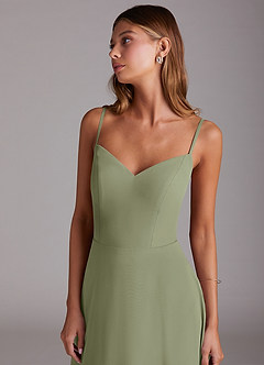 Azazie Marley Jurken voor bruidsmeisjes Converteerbaar Jurk van Chiffon met A-Lijn Off the Shoulder Pistache image2