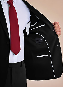 front James Black Structured Stretch Suit Jacket