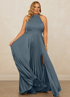Christian Siriano Bridal for Azazie 1007 Bridesmaid Dresses Twilight A-Line Pleated Stretch Satin Dress image12