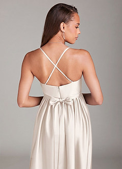 Azazie Llana Gravid brudtärna klänningar Klänning A-linje med fickor Golvlång Stretch Satin image4