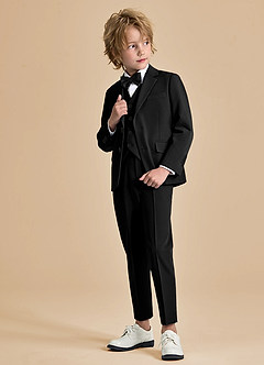front Oliver Niños Negro Traje de 5 piezas