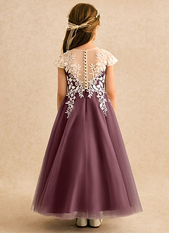 Azazie Dandelion Blumenmädchenkleider Ballkleid Spitze Kleid Sangria image5