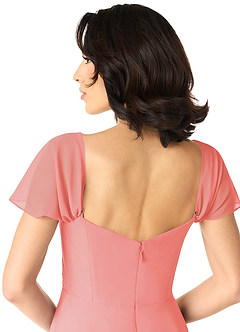 Azazie Tancie Bridesmaid Dresses Coral A-Line Off the Shoulder Chiffon Convertible Dress image5