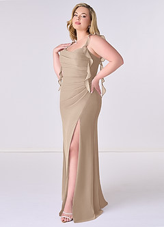 Barbie ♥ Azazie Bridesmaid Dresses Taupe Mermaid Corset Chiffon Dress image9