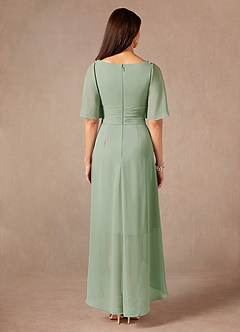 Azazie Pascual Mother of the Bride Dresses Dusty Sage A-Line Pleated Chiffon Dress image4