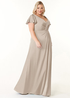 Azazie Soren Bridesmaid Dresses Frost A-Line Pleated Stretch Satin Dress image10