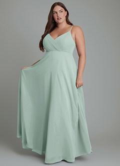 Azazie Amani Bridesmaid Dresses Agave A-Line Pleated Chiffon Dress image7