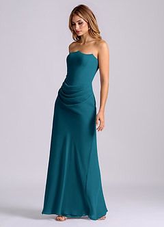 Azazie Debby Bridesmaid Dresses Ink Blue Mermaid Strapless Chiffon Dress image3