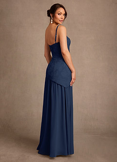 Azazie Flossie 신부의 어머니 드레스 A라인 주름진 쉬폰 플로어 길이 드레스 image5