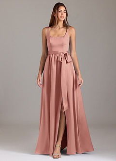 Azazie Elliott Bridesmaid Dresses Rosette A-Line with Pockets Stretch Satin Dress image3