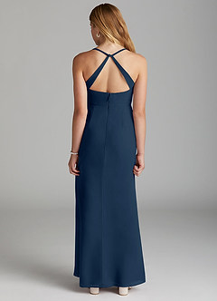 Azazie Becca Junior Robe Sirène en Mousseline de soie Bleu Marine Foncé image4