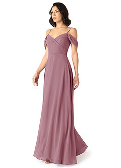 Azazie Tancie Bridesmaid Dresses Vintage Mauve A-Line Off the Shoulder Chiffon Convertible Dress image3