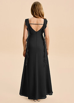 Azazie Cindy Junior Black A-Line Ruched Chiffon Dress image5