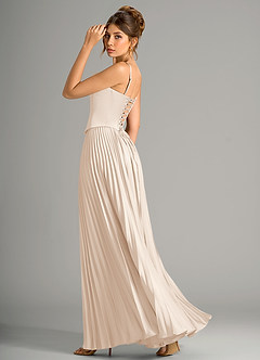 Azazie Saedra Bridesmaid Dresses White Alabaster A-Line Corset Stretch Satin Dress image8