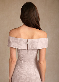 Azazie Medford Mother of the Bride Dresses Blushing Pink A-Line Off the Shoulder Floral Burnout Dress image8