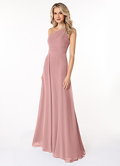 Azazie Dallas Bridesmaid Dresses Dusty Rose A-Line One Shoulder Chiffon Dress image1