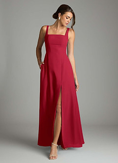 Azazie Debra Bridesmaid Dresses Scarlet A-Line with Pockets Chiffon Convertible Dress image4