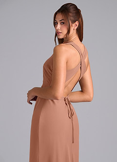 Azazie Evadne Bridesmaid Dresses Bronzer Sheath Pleated Chiffon Dress image7