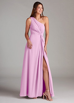 Azazie Brooke Jurken voor bruidsmeisjes Jurk van Chiffon met A-Lijn One-Shoulder Snoep Roze image4