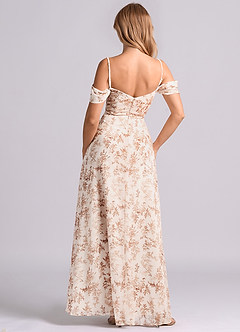 Azazie Marley Bridesmaid Dresses Pink Fern Floral A-Line Off the Shoulder Chiffon Convertible Dress image2