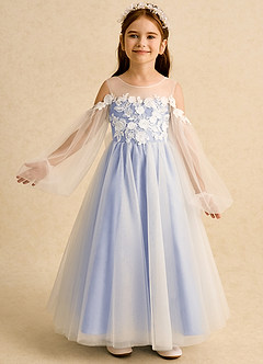 Azazie Zimi Blumenmädchenkleider Ballkleid Herzausschnitt Tüll Kleid Eis image2