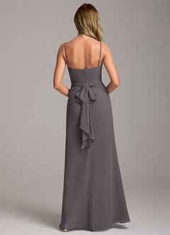 Azazie Tahlia Bridesmaid Dresses Steel Grey A-Line with Belt Chiffon Dress image6