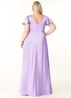 Azazie Soren Robes de demoiselle d'honneur Robe Trapèze en Satin extensible Plissée Lilas image9