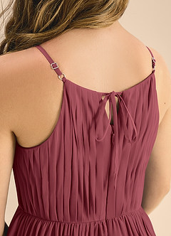 Azazie Elliora Junior Merlot A-Line Pleated Chiffon Dress image7