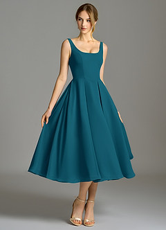 Azazie Amalie Bridesmaid Dresses Ink Blue A-Line Pleated Chiffon Dress image3