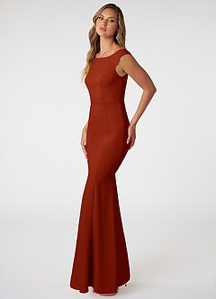 Azazie Nicolina Bridesmaid Dresses Rust Mermaid Square Neckline Stretch Crepe Dress image3