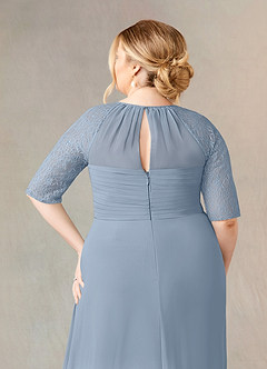 Azazie Barrymore Final Sale Dusty Blue A-Line Scoop lace Chiffon Dress image12