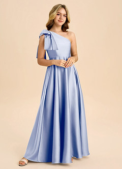 Azazie Penguin Junior Abito A-Line in Raso Elasticizzato Fiocco Ghiaccio image4