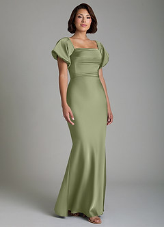 Azazie Lea Bridesmaid Dresses Garden Sage Mermaid Off the Shoulder Stretch Satin Convertible Dress image9