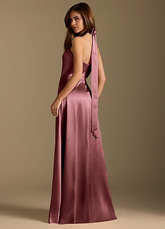Azazie Tracie Final Sale Vintage Mauve A-Line Pleated Metallic Satin Dress image9