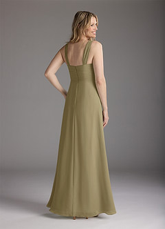Azazie Weisz Mother of the Bride Dresses Moss Green A-Line Square Neckline Pleated Chiffon Dress image5