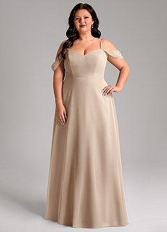Azazie Marley Bridesmaid Dresses Taupe A-Line Off the Shoulder Chiffon Convertible Dress image11