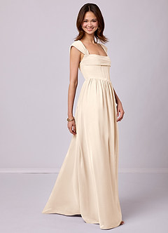 Barbie ♥ Azazie Bridesmaid Dresses White Alabaster A-Line Corset Chiffon Dress image5