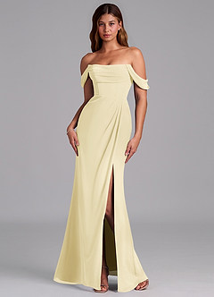 Azazie Johana At-home Try On Dresses Black Mermaid Off the Shoulder Chiffon Convertible Dress image7