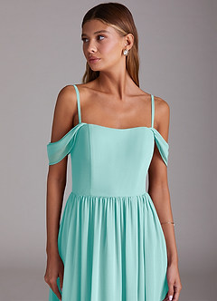 Azazie Calianna Bridesmaid Dresses Aqua A-Line Off the Shoulder Chiffon Convertible Dress image7