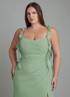 Azazie Jessamine Abiti da Damigella Abito Sirena in Chiffon Corsetto Matcha image14