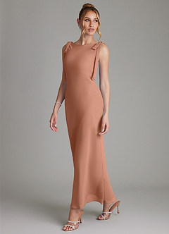 Azazie Luddie Bridesmaid Dresses Bronzer Mermaid Bow Chiffon Dress image1