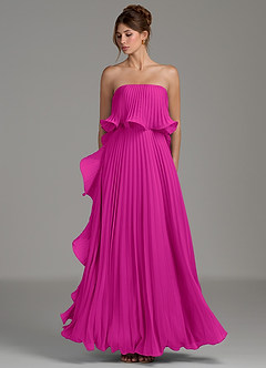 Azazie Alexia Bridesmaid Dresses Fuchsia A-Line Ruched Chiffon Dress image6
