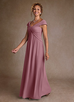 Azazie Myrtle Mother of the Bride Dresses Vintage Mauve A-Line Pleated Chiffon Dress image4