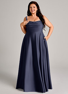 Azazie Shaude Bridesmaid Dresses Stormy A-Line Pleated Stretch Satin Dress image12